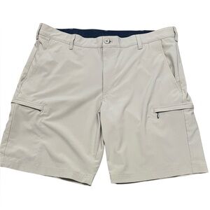 IZOD Men Golf Swingflex Cargo Shorts Classic Fit Sz 38 Beige Moisture Wicking